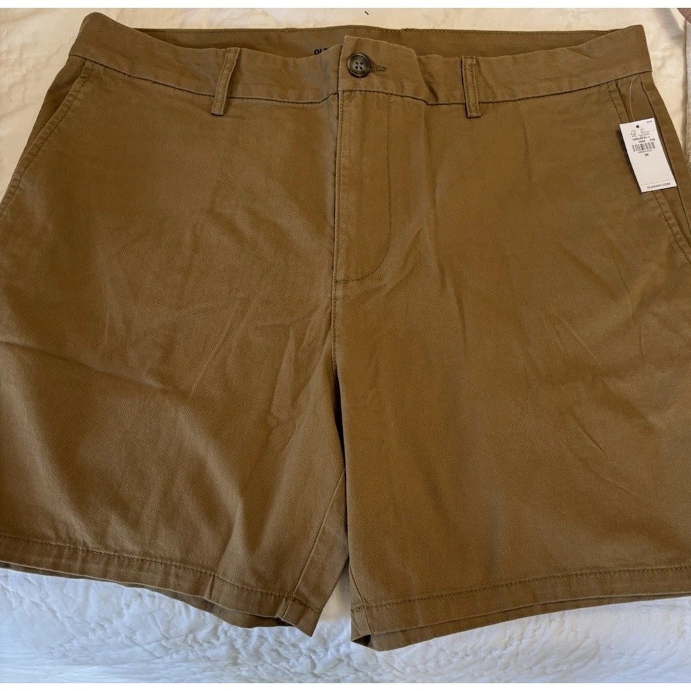 Old Navy Shorts Mens 38 Brown Flat Front Chino  Slim‎ Built-in Flex NWT